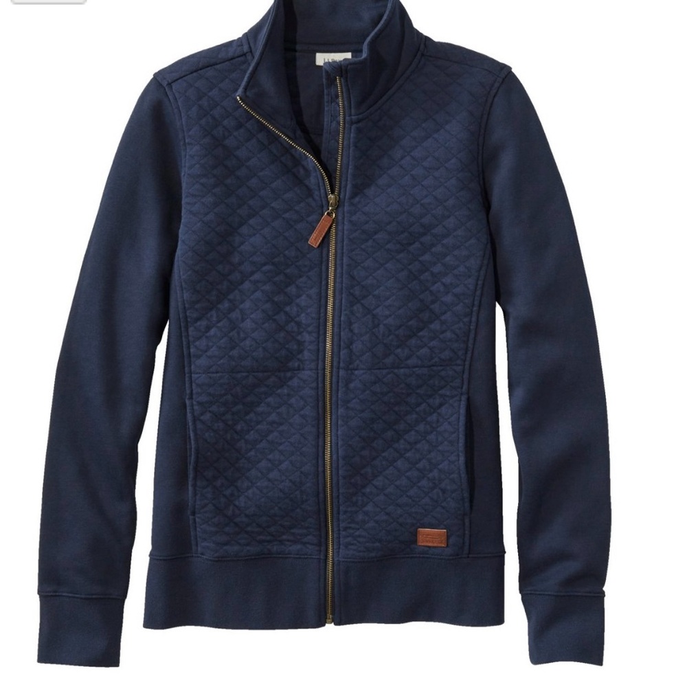 L.L. Bean Navy Quilted Front Utility Jacket